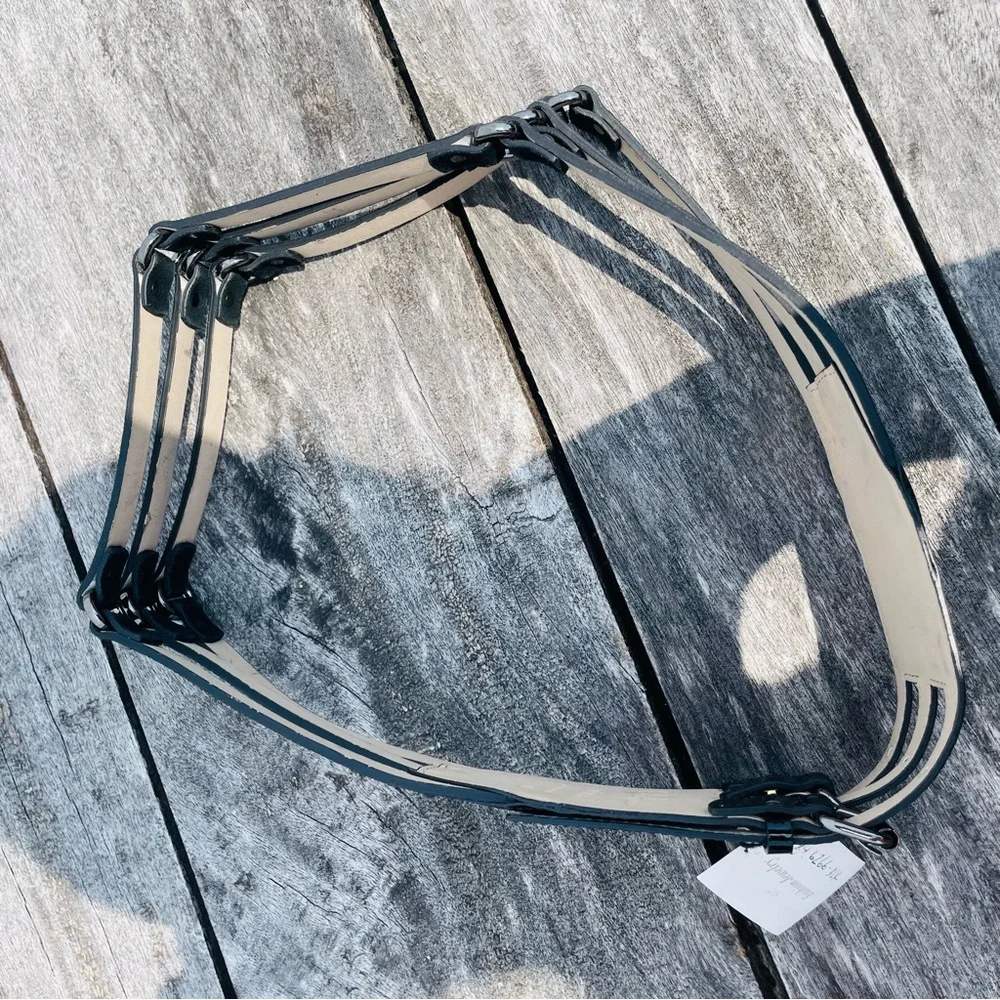 Cole Haan Patent Leather Suede 3-buckle studded Belt